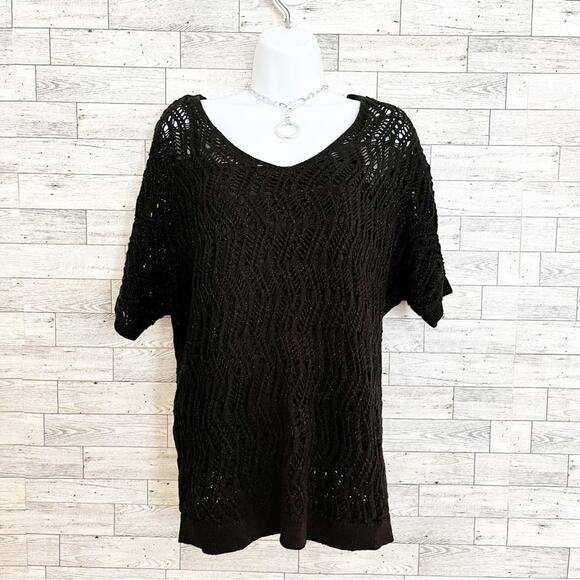 DANA BUCHMAN Metallic Knit Short Sleeve Sweater + Attached Tank, M, NWT! - Picture 10 of 10
